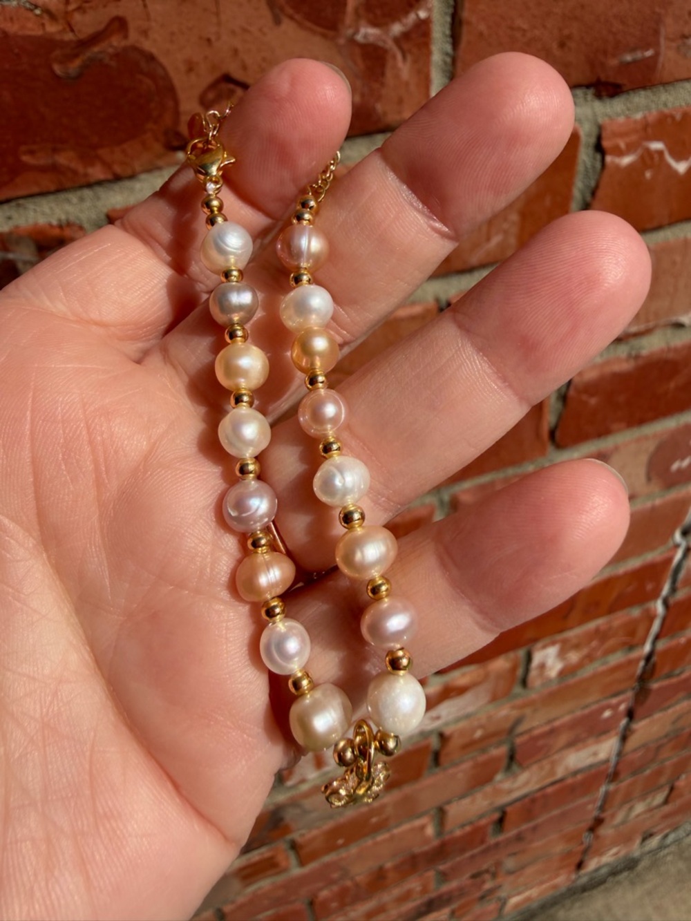 Gold and Pearl Beaded Women's Bracelet